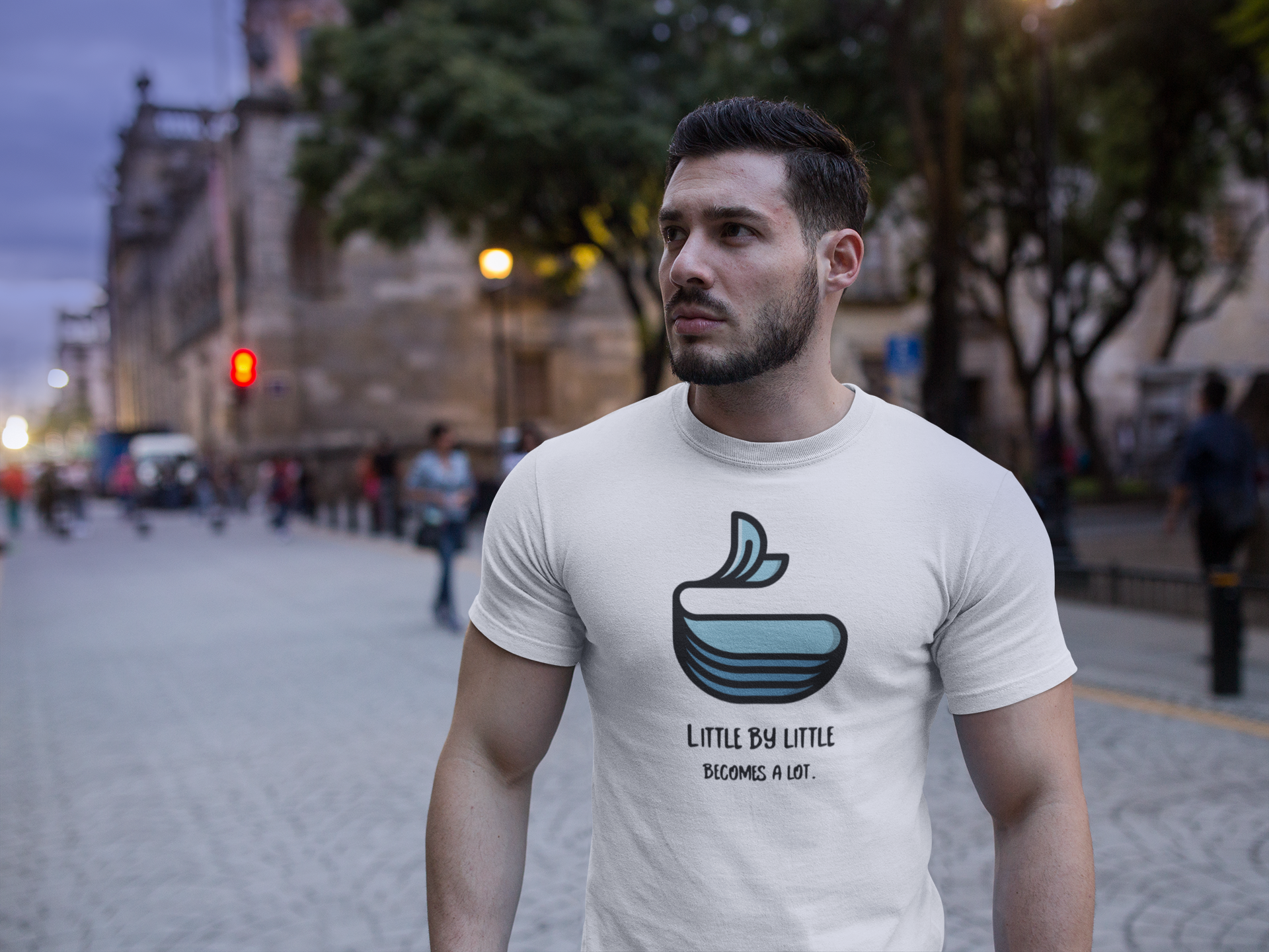 Unisex Cotton Crew Tee with Motivational Design - Little by Little, Casual Wear, Gift for Friends, Inspirational Shirt, Everyday Style